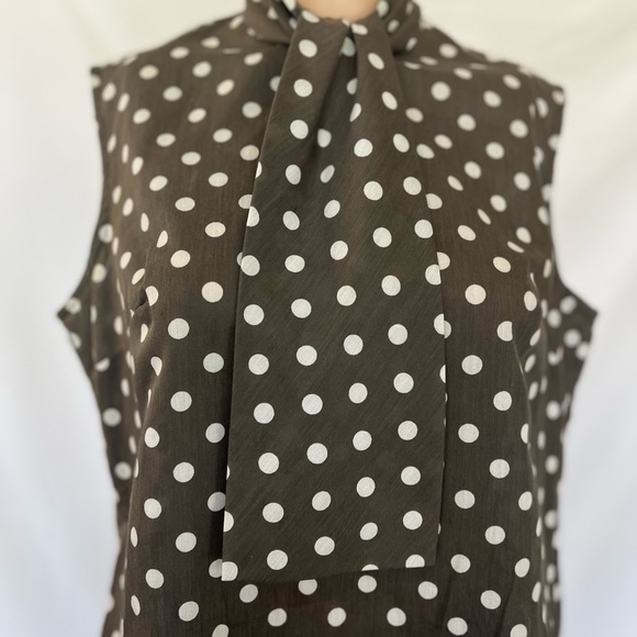 Vintage Rhodes of California sleeveless secretary blouse sleeveless polka dot S - Picture 4 of 5